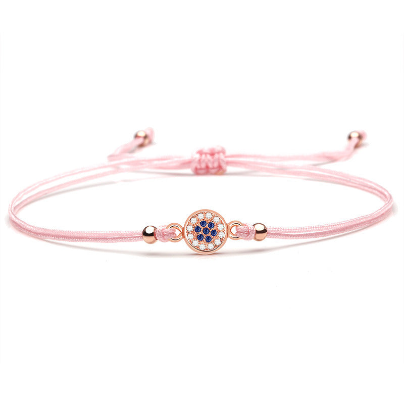 Evil Eye Bracelet Rhinestones Copper Geometry Red String