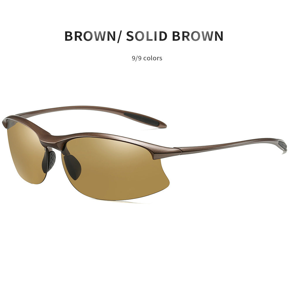 Men Polarized Sunglasses For Driving Fishing Cycling Half Frame TR90 Lightweight Durable All Day Eyewear Ultra