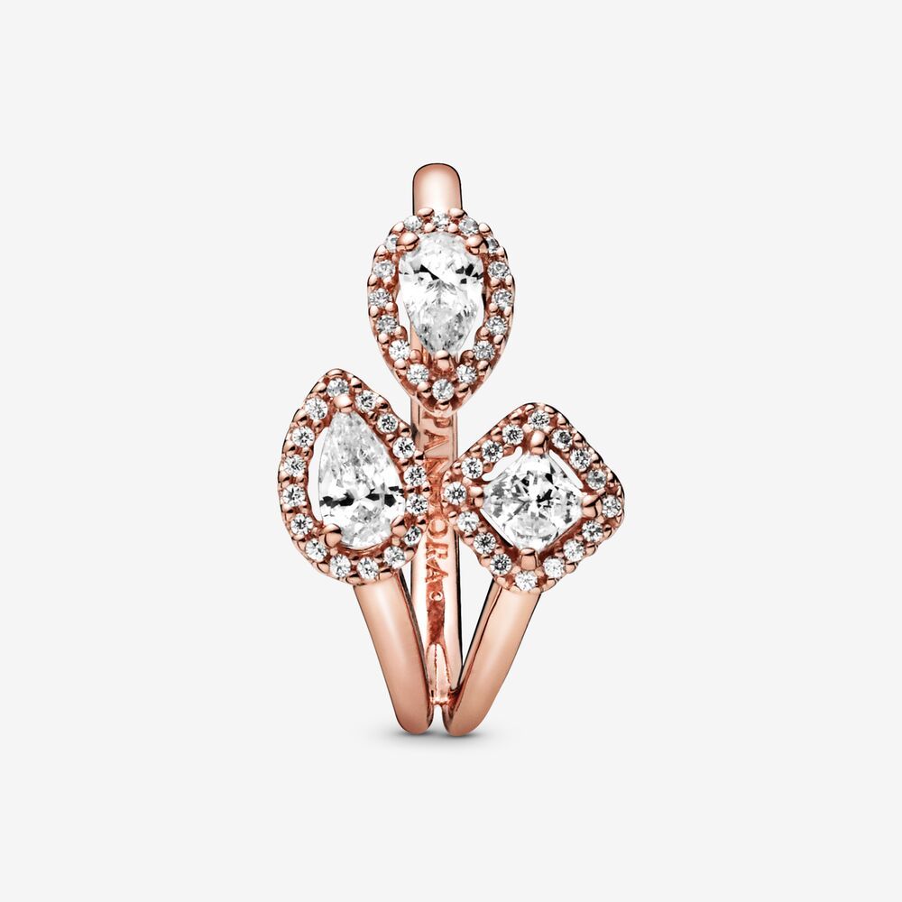 Womens Ring Sterling Silver Rose Gold Ring with Zircon Beads Irregular Wedding Ring for Her Fashionable Couple Ring Promise Ring Anniversary Ring