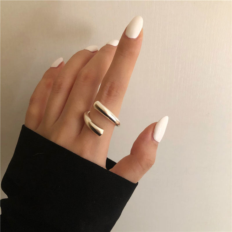 Womens Adjustable Index Finger Ring Geometric Design Korean Style Punk Hip Hop Thai Silver Plated Fashion Thai
