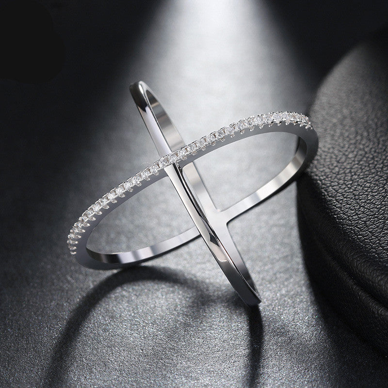 X Shaped Micro Zircon Copper Ring Elegant Delicate Initial Letter Jewelry For Women Elegant Daily Wear For Her