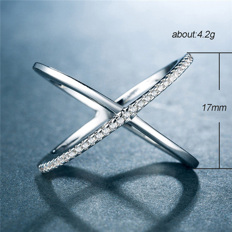 X Shaped Micro Zircon Copper Ring Elegant Delicate Initial Letter Jewelry For Women Elegant Daily Wear For Her