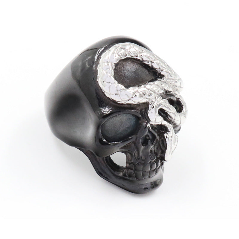 Mens Snake Skull Ring Punk Rock Alloy Jewelry For Party Gothic Dominant Design Electroplated Accessory Statement Piece