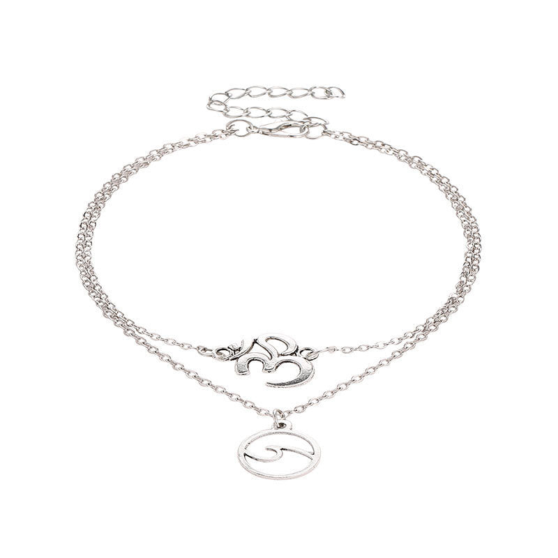 Beach Anklet Double Layer Alloy Wave Geometric Unisex Bohemian Anklet Individually Packed Travel Anklet Travel
