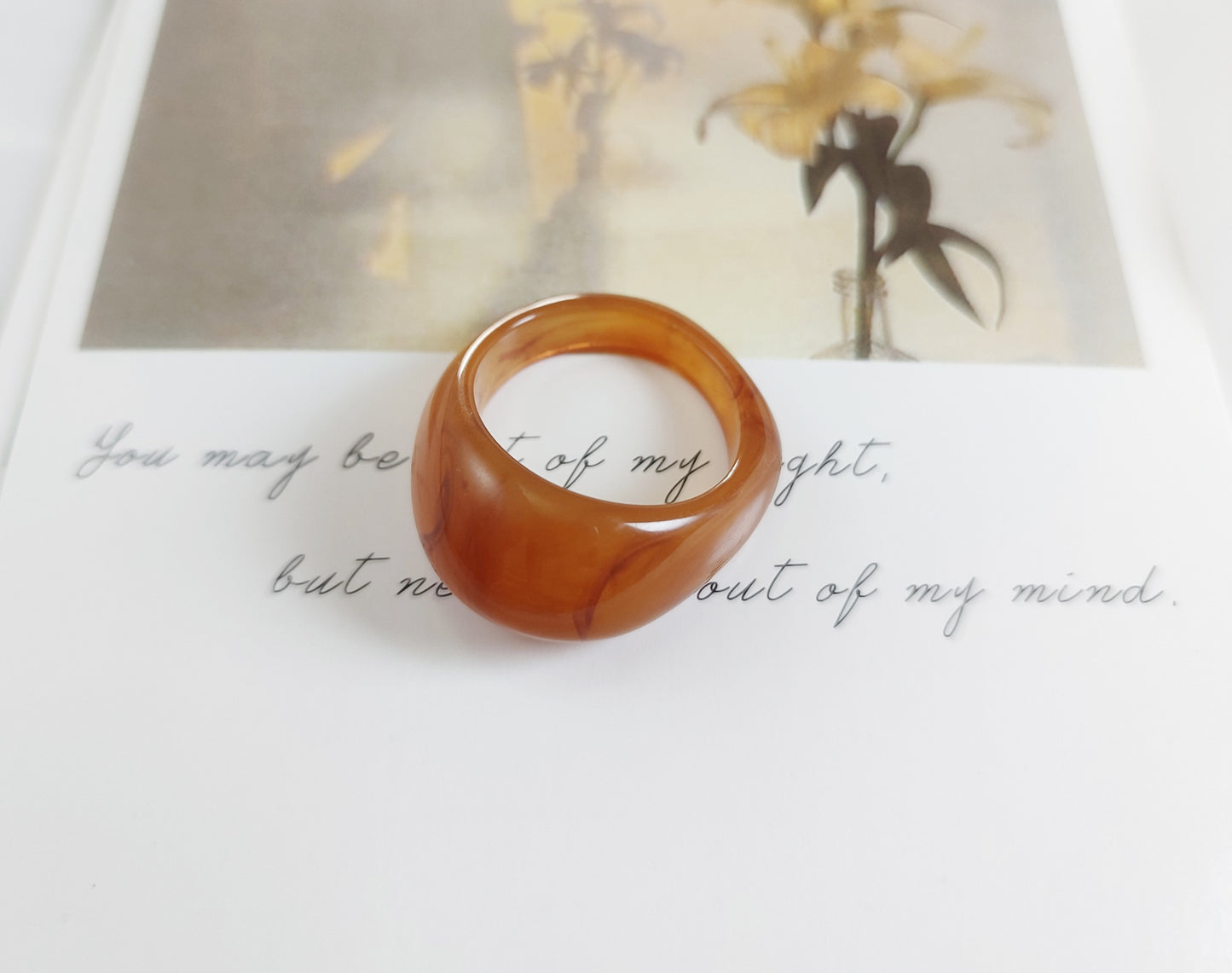 Womens Vintage Resin Ring Geometric Pattern Jewelry Individually Packed Ring Holiday Gift Ring Fashion Ring Statement