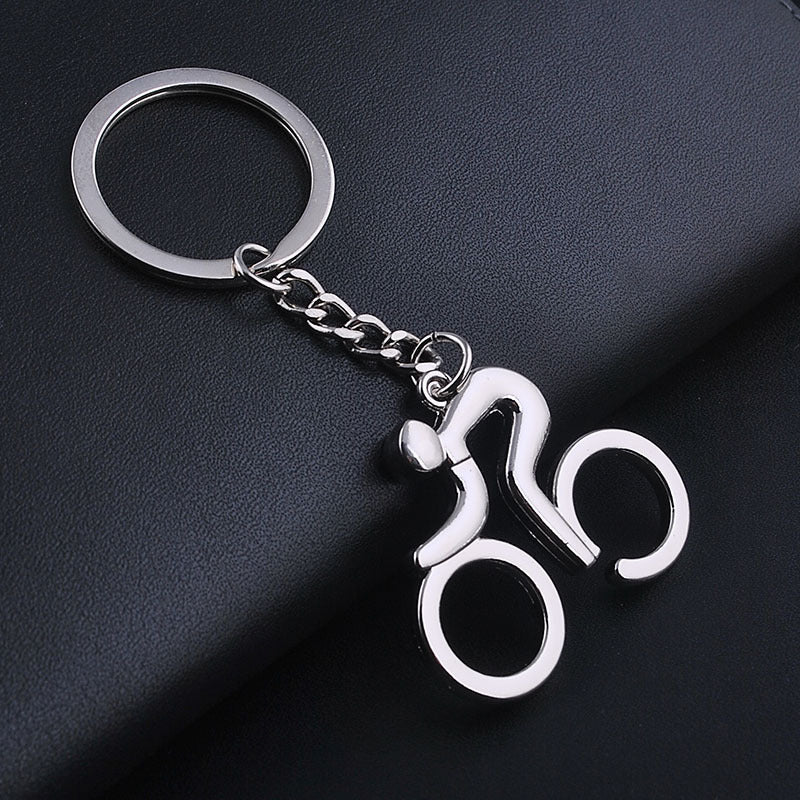 Heart Shaped Zinc Alloy Keychain Pendant Hollow Design for Bike Enthusiasts Silver Metal Key Accessory Decor Charm