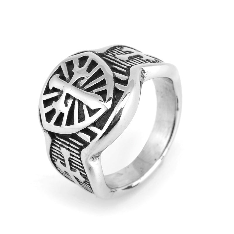 Mens Crusader Cross Ring Stainless Steel Templar Vintage Geometric Jewelry Durable Statement Accessory for Him