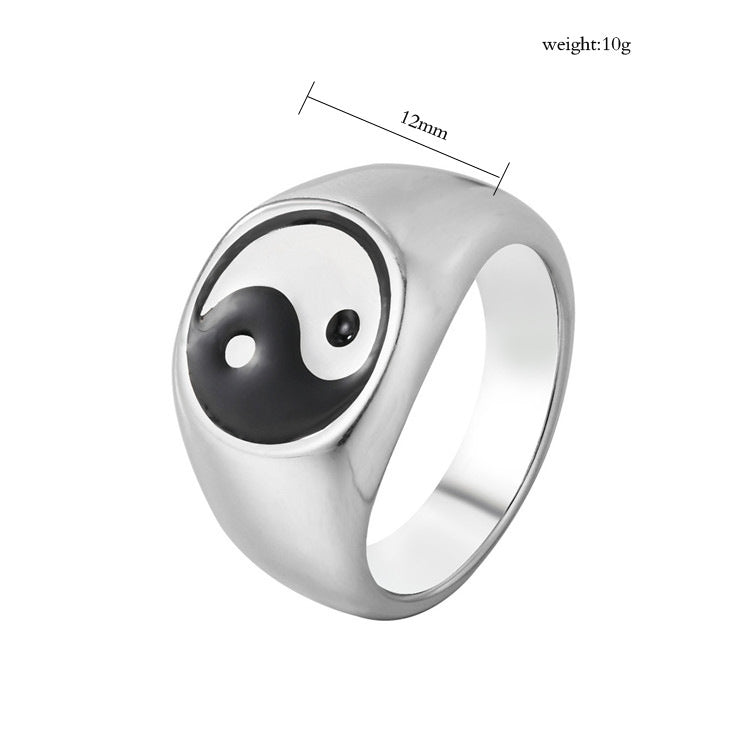 Waterproof 18K Gold Plated Stainless Steel Yin Yang Ring for Women and Girls Size 6 Size 7 and Size 8 Stainless Steel Band Ring