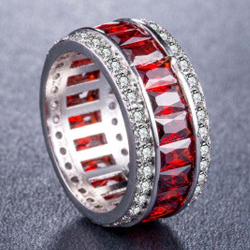 Womens Square Cut Simulated Diamond Ring Zirconia Inlay Copper Geometric Engagement Jewelry Three Colors Modern