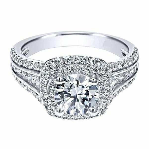 18k Platinum Plated White Gold Simulation Diamond Ring Geometric Design For Wedding Great Gift For Wedding Day