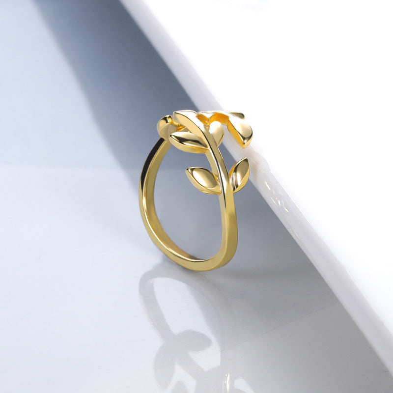Womens Double Branch Ring Adjustable Opening Jewelry 18k Gold Plated Copper Ring Fashion Jewelry For Women And Girls