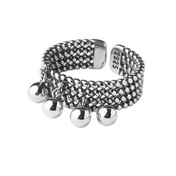 Woven Bead Ring Copper Braided Adjustable Opening Retro Ring For Travel Souvenirs Weddings Handcrafted Jewelry