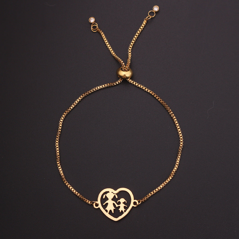 Doll Charm Bracelet For Women Alloy Stainless Steel Family Bracelet Cute Simple Gift For Birthday Gift Idea For Her