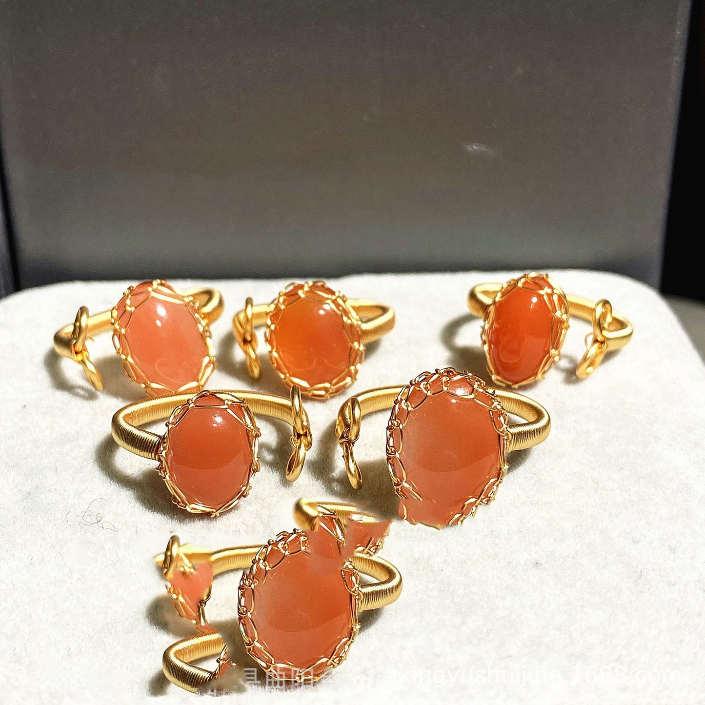 14k Gold Plated Aquamarine Pearl Strawberry Crystal Ring Heart Moon Design Elegant Jewelry Handmade With Care
