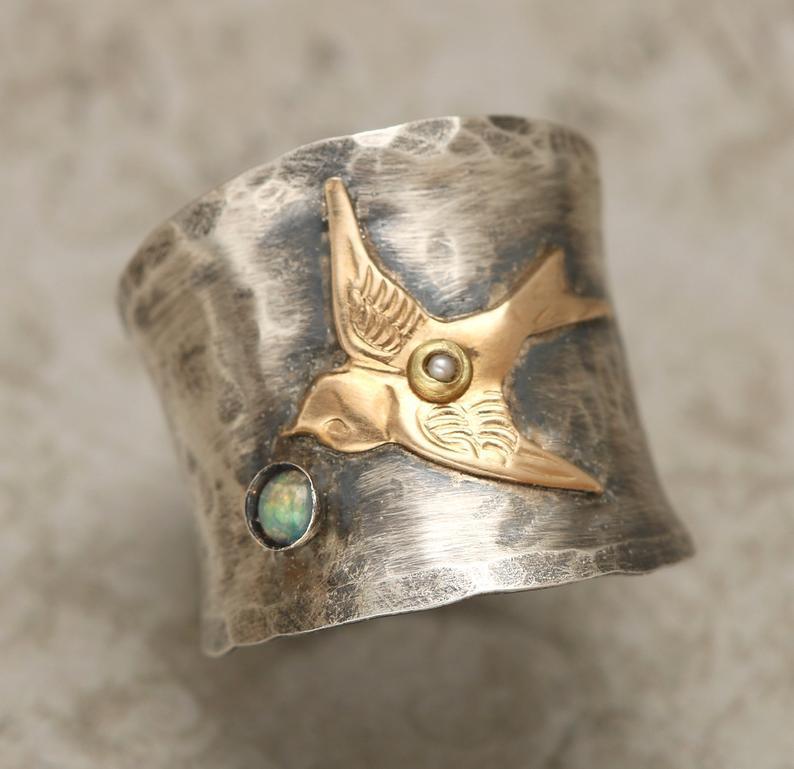 Womens Bird Ring Two Tone Gemstone Geometric Alloy Electroplated European American Fashion Size 6 7 8 9 10 Ring