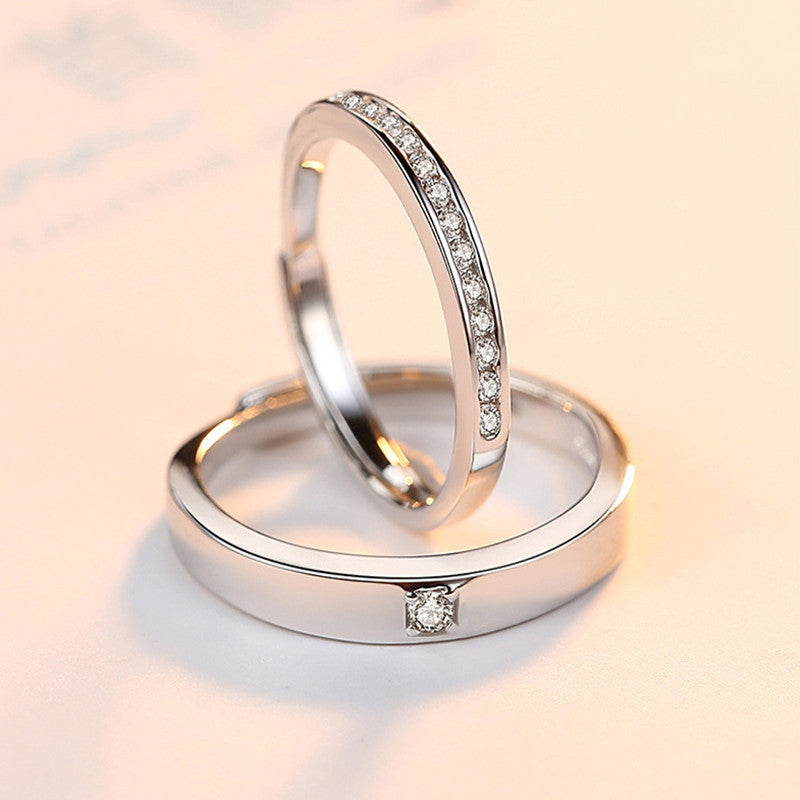 Couple Rings S925 Silver Geometric Matching Rings For Him And Her Promise Engagement Wedding Jewelry Accessory