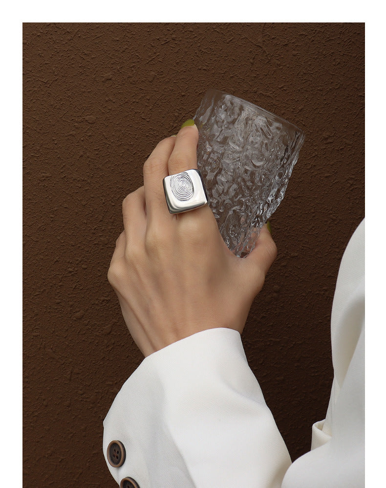 Exaggerated Fingerprint Decryption Personality Casting Ring Female Index Finger Ring