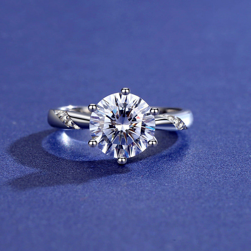 Women's Adjustable Ring Six Prong Moissanite Ring Diamond Fashion Ring High Quality Silver Ring New Design New