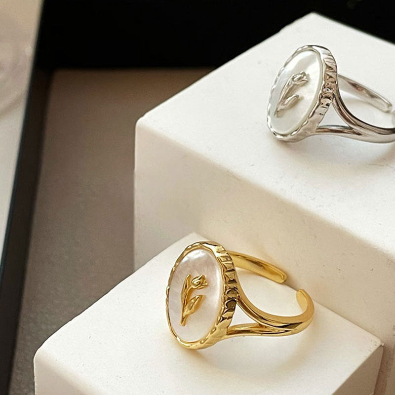 925 Sterling Silver Ring Tulip Shell Flower Elegant Retro Romantic Adjustable Jewelry Gift for Women Gift Idea