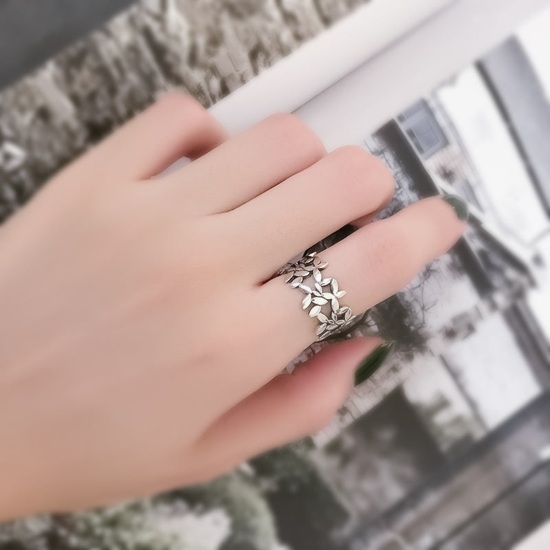 Womens Sterling Silver Ring Thai Flower Design 925 Silver Index Finger Ring Elegant Floral Delicate 925 Silver