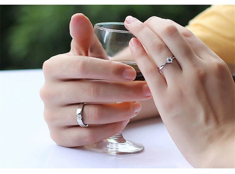 Copper Floral Couple Ring Set Inspired By Japanese Fashion