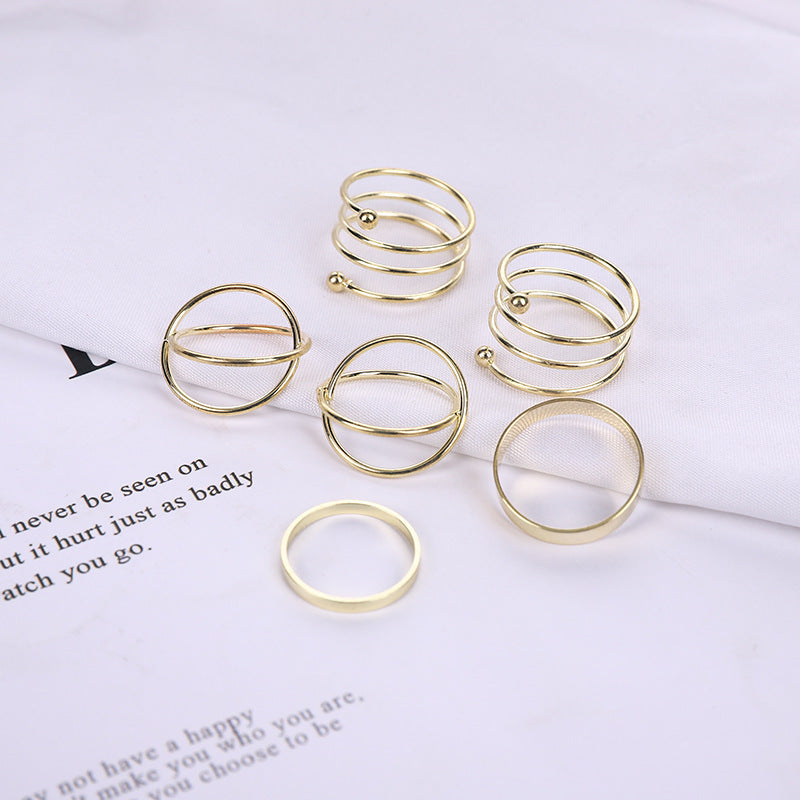 Womens Set Geometric Statement Fashion Rings European American Design Electroplated Jewelry Rings Birthday Gift