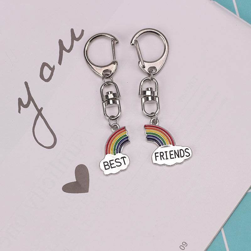 Rainbow Cloud Keychain Couple Friendship Pendant Alloy With Electroplating Finish Gifts Or Keyring Decorations