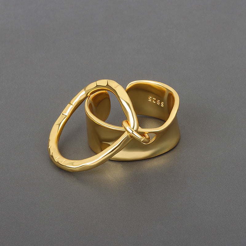 Copper Ring For Women Irregular Glossy Finish Electroplated Simple French Design Fashion Ring Elegant Accessory