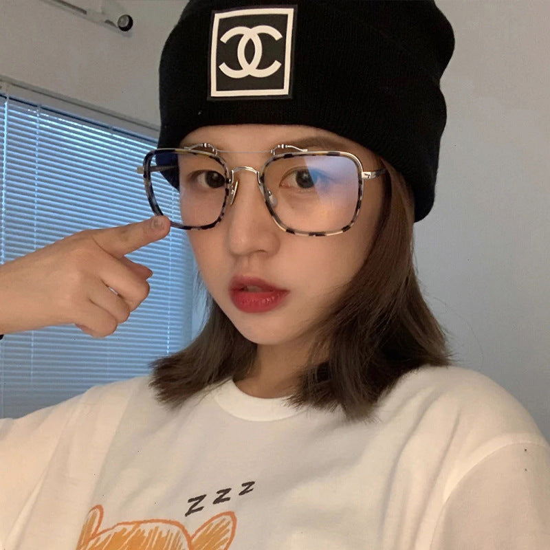 Radiation Protection Glasses Metal Half Frame Double Beam Eyewear Personality Glasses Black Gold Frame Comfort