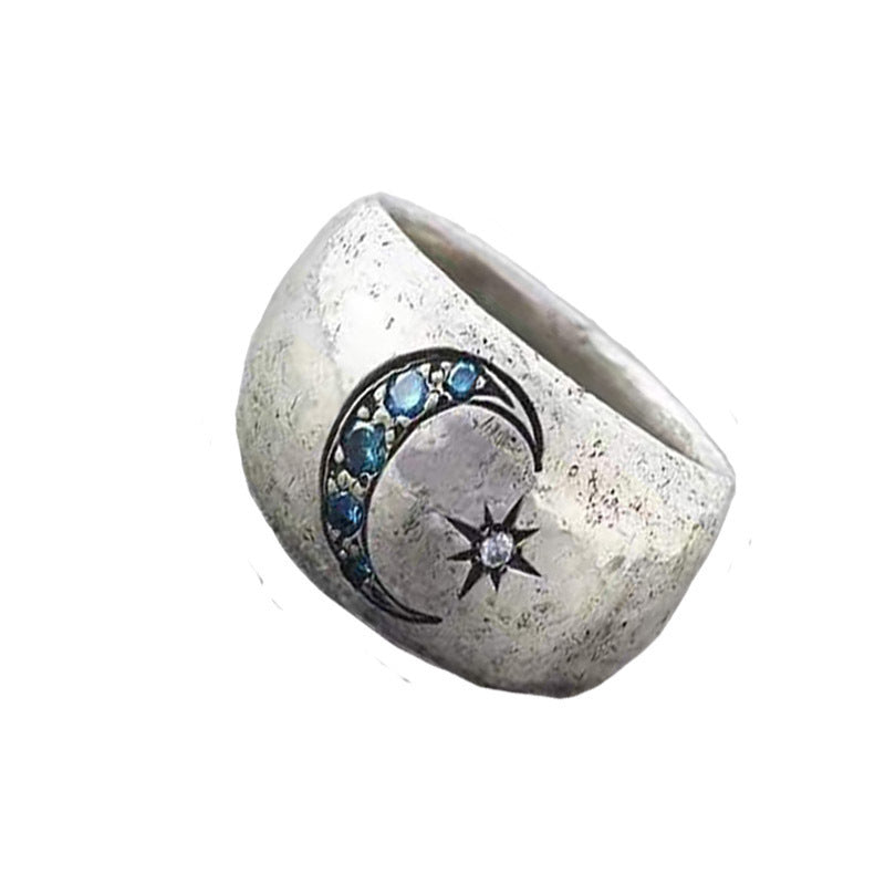 Unisex Metal Electroplated Ring With Alloys Inlaid Gems Semi Precious Stones Jewelry Individually Packaged Silver