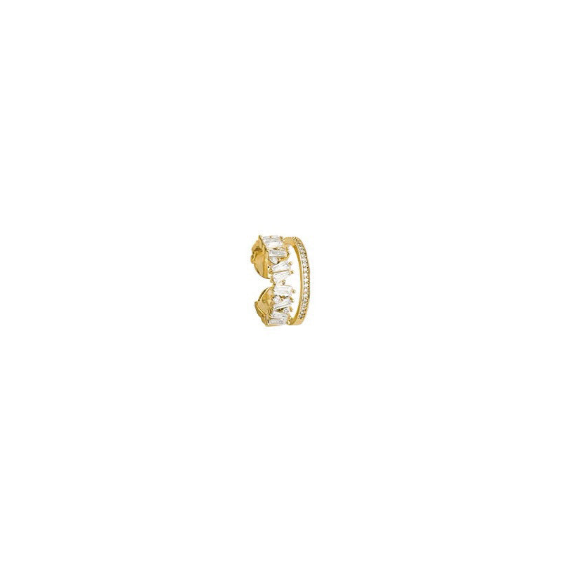 Zircon Double Layer Ring With Gold Inlaid Gemstones Adjustable Korean Inspired Fine Jewelry Gift For Her Today