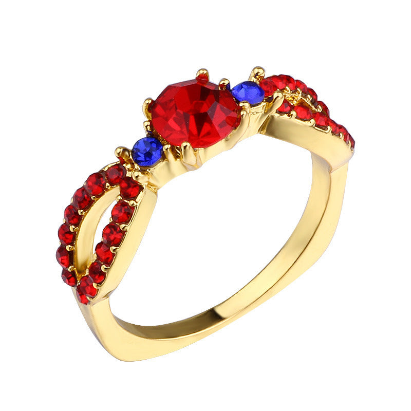 Flower Ring Gold Plated Alloy Inlaid Gem Jewelry For Women Fashion Accessory New Design Elegant Everyday Style