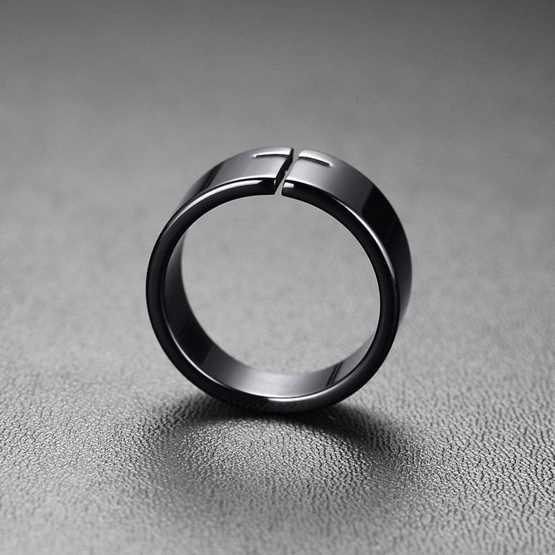 Brand Punk Vintage Cross Men's Ring Stainless Steel 10mm Black Tone Fashion Rocker Ring