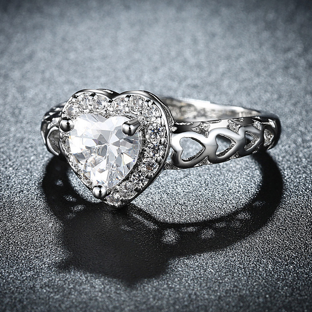 European American Style Couple Ring Platinum Plated Jewelry For Lovers Gift White Gemstone Band Everyday Shine