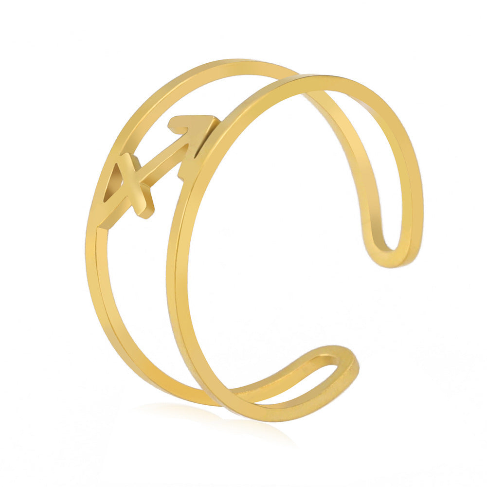 Unisex Titanium Steel Ring Electroplated Stainless Steel Constellation Zodiac Sign Ring Natural Design For Men And Women