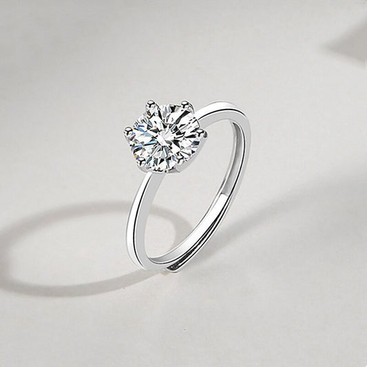 925 Silver Ring Plated in White Gold with 1.5 Carat Zircon Stone for Women Fashion Jewelry For Women And Girls
