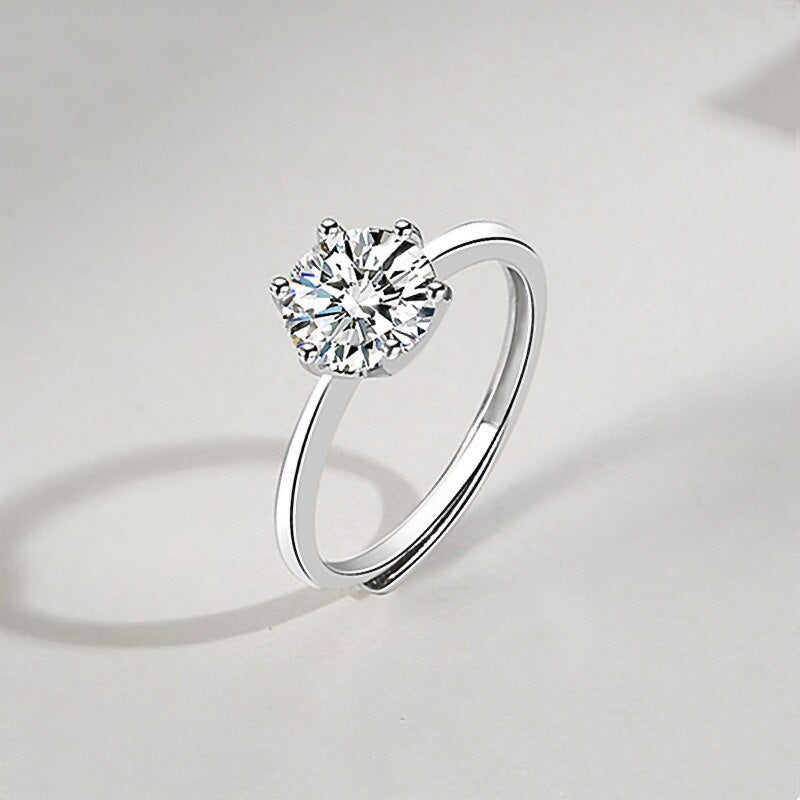 925 Silver Ring Plated in White Gold with 1.5 Carat Zircon Stone for Women Fashion Jewelry For Women And Girls