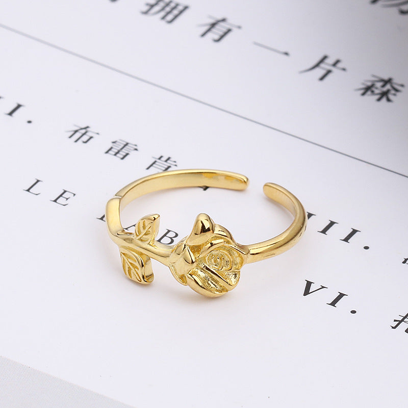 Rose Flower Ring For Women Girls 925 Sterling Silver Jewelry Electroplated Rose Gift Anniversary Gift Elegant Jewelry