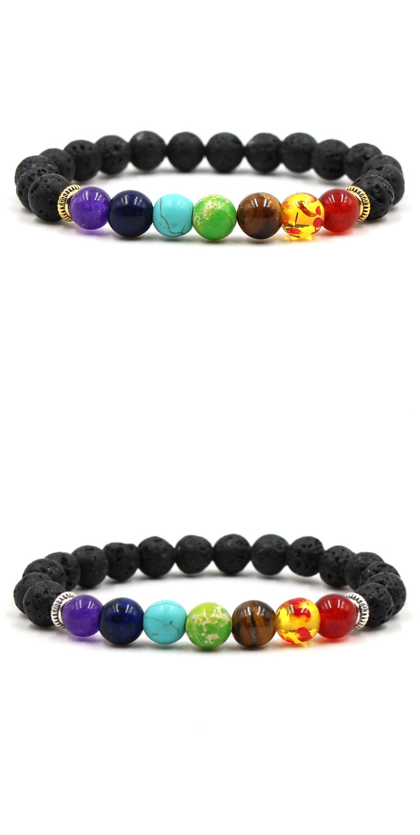 Agate Lava Stone Bracelet Energy Healing Seven Chakra Buddha Beads Hand String Eight Millimeter Wellness Protection