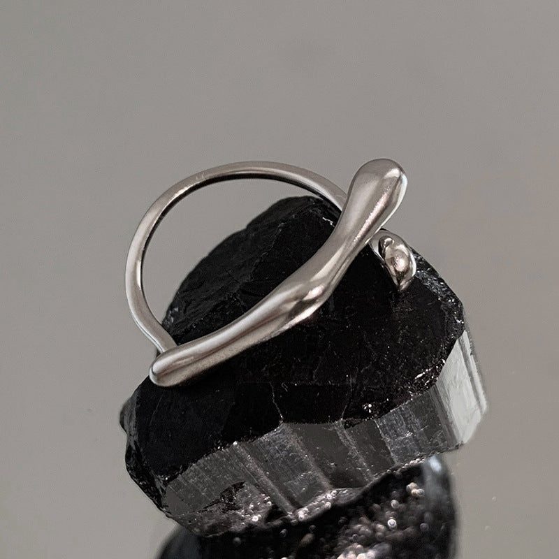 Womens Sterling Silver Geometric Open Ring Adjustable Retro Korean Style Thai Silver Plated Ring Everyday Look