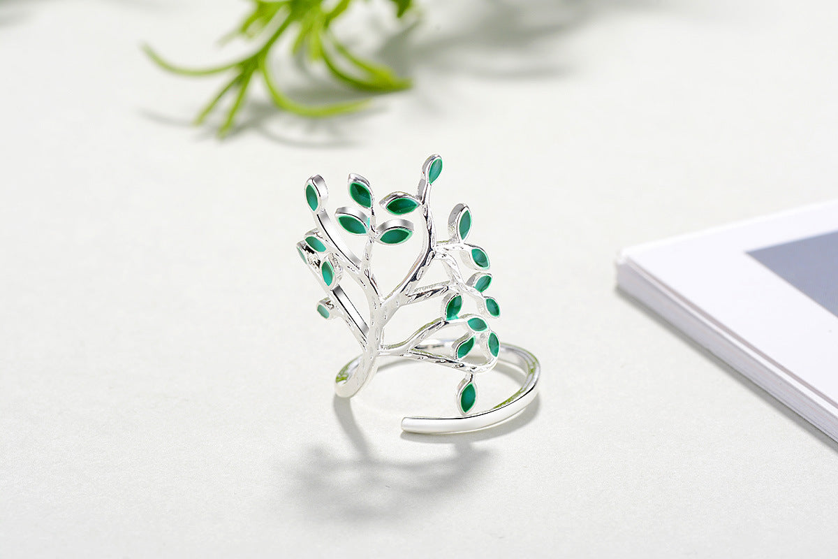 Copper Leaf Ring Adjustable Unisex Jewelry Nature Inspired Vintage Style Finger Ring Electroplated Copper Finish