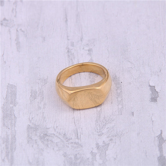 Chic Wide Edge Ring for Women Titanium Steel Statement Ring Fashion Jewelry Band Unique Design Ring Steel Color Electroplated Ring
