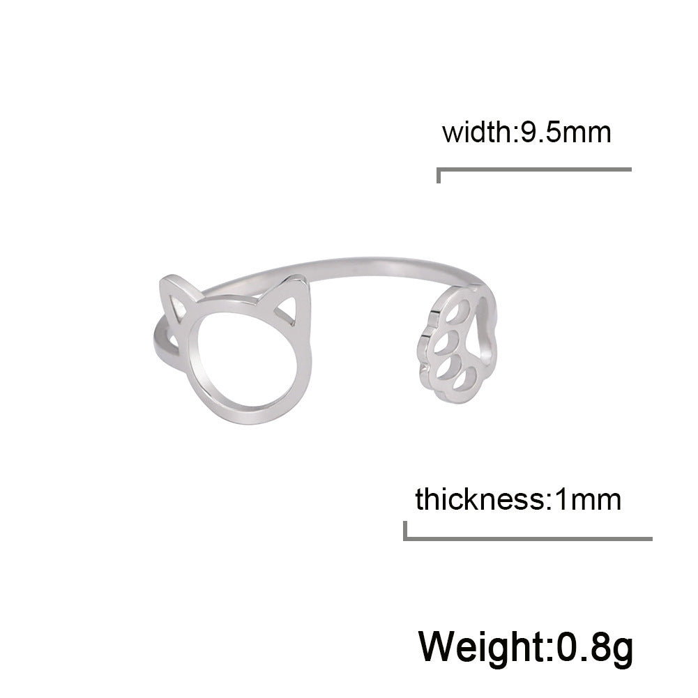 Cute Cat Claw Ring For Women And Girls Stainless Steel Electroplated Animal Ring Gift Fashion Jewelry Ring Gold
