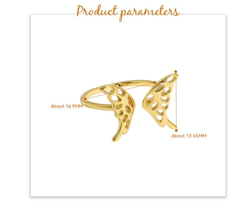 Butterfly Ring S925 Sterling Silver Adjustable White Gold