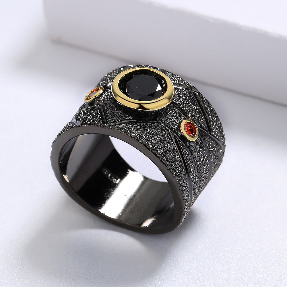 Geometric Black Retro Baroque Ring For Women Copper Ring Modern Geometric Design Sizes 6 7 8 9 10 Elegant Everyday Wear