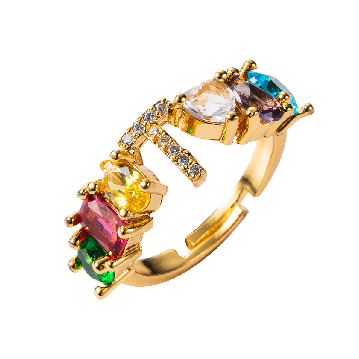 26 letters micro inlaid zircon letter ring