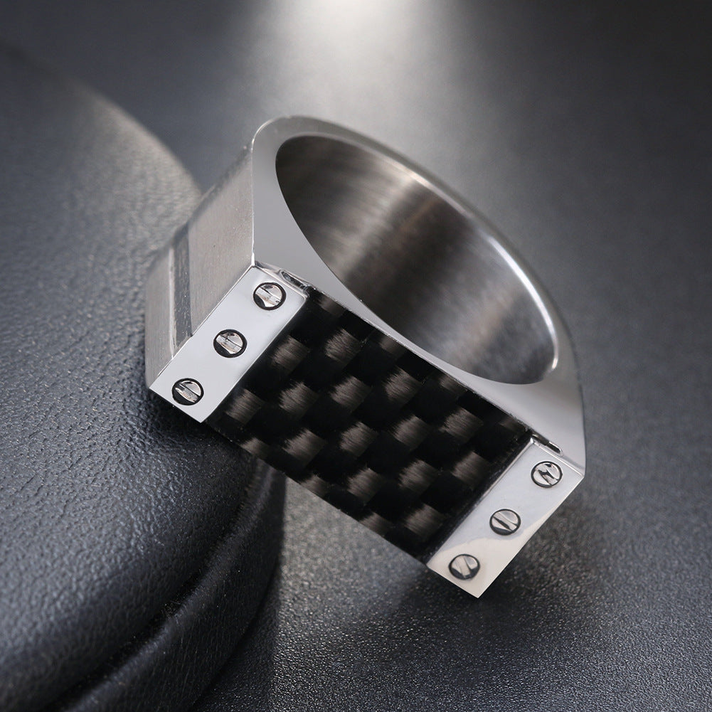 Black Woven Pattern Ring Stainless Steel Band Unisex Everyday Wear Durable Minimalist Jewelry Comfort Polished
