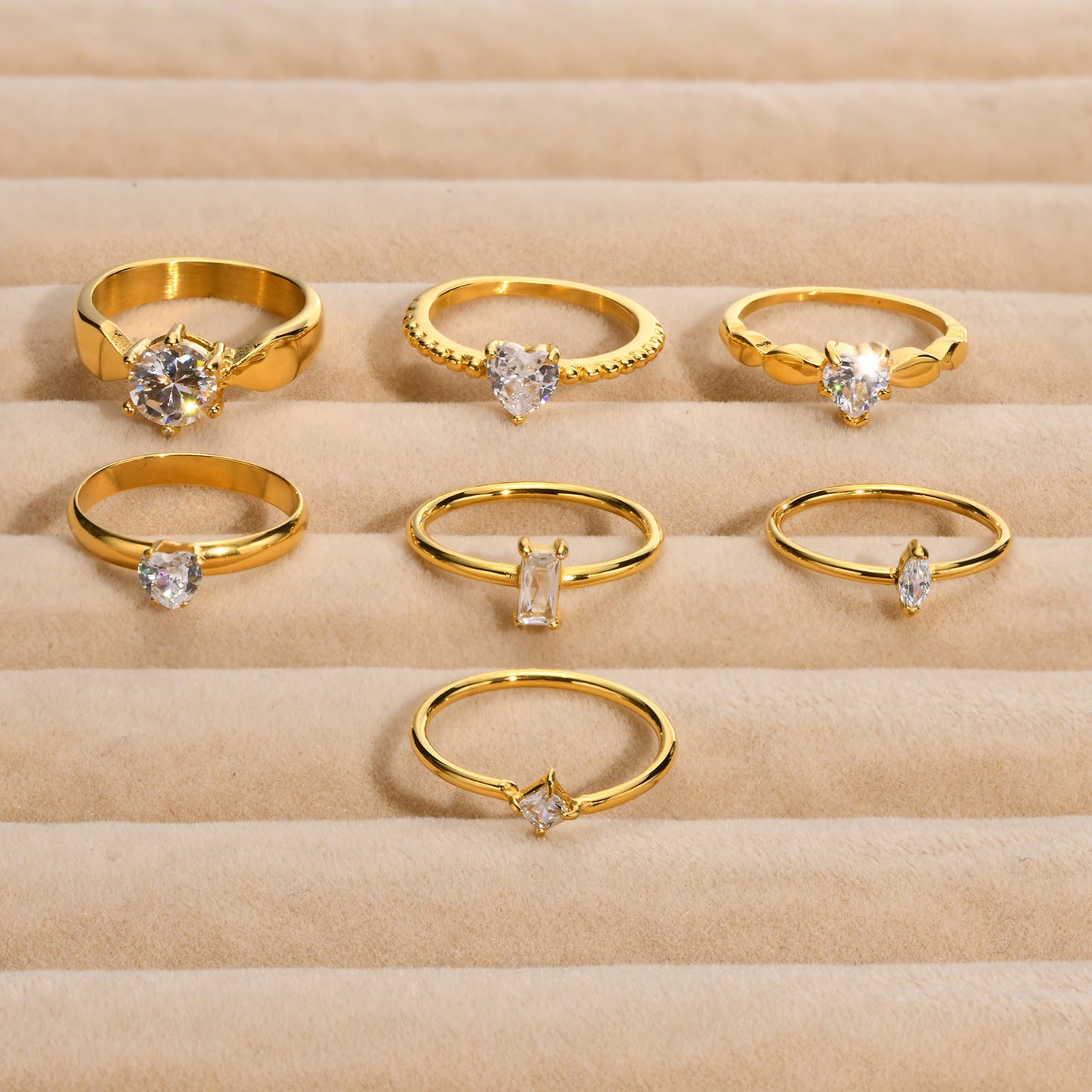 Stainless Steel Zircon Ring For Women Gold Jewelry Gift