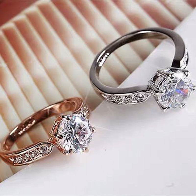 Womens Adjustable Copper Ring Claw Diamond Platinum Ring Rose Gold Electroplated Ring Fashion Personality Ring