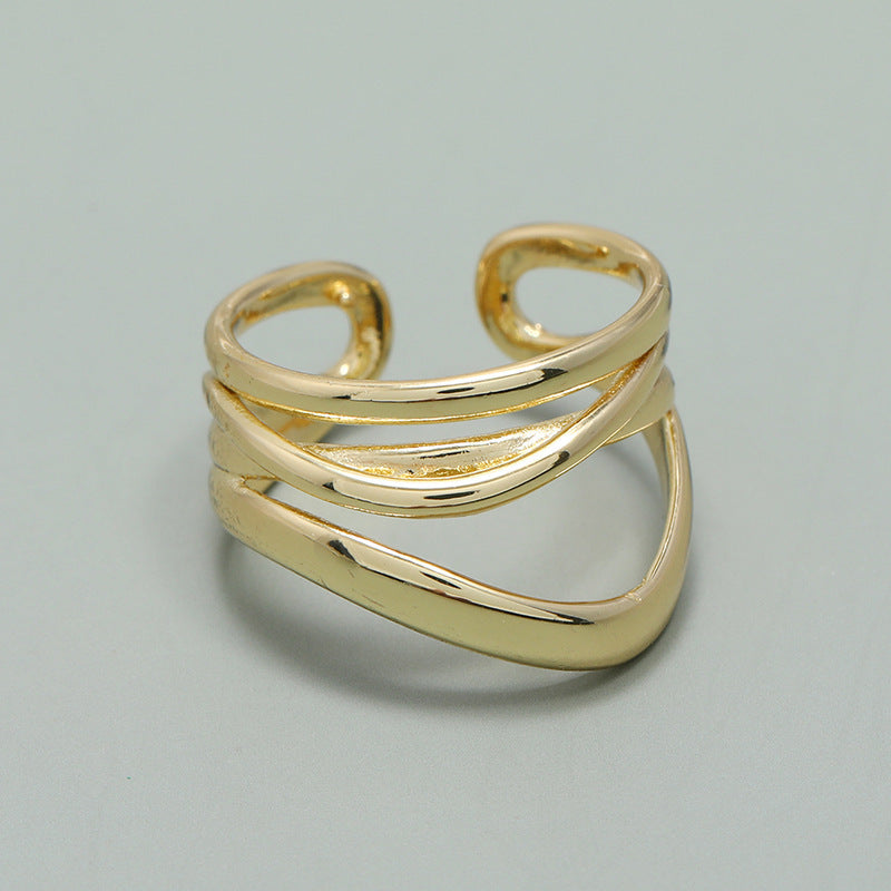 Unisex Copper Ring Adjustable Electroplated Light Gold Finish Durable For Everyday Wear Opening Design For All